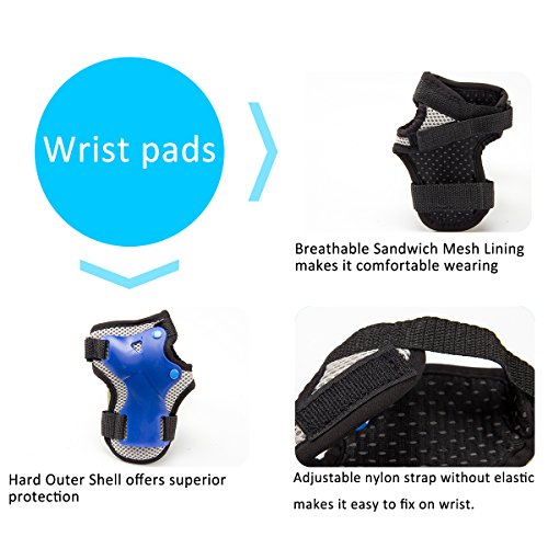image for PAMASE Knee Elbow Wrist Protective Pads for Kids - Sports Safety Pads 