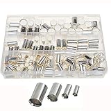 Terrans 150pcs 4Types(AWG 4,2,1,2/0) Wire Silver Plated Copper Crimp Connector Non Insulated Cable Housing Ferrule Pin Cord End Terminal Assortment Kit