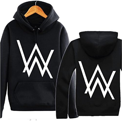 Huazhe Alan Walker Black Hooded Hoodie Sweater Cosplay Cotton Jacket Outfit For Autumn Winter (M, Black)