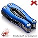 Gelindo Premium Pocket Multitool With Sheath, Knife, Pliers, Saw & More (Blue)