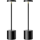 SAKRINGT Cordless Table Lamps Rechargeable,6000mAh Portable Battery Operated LED Table Light for Restaurant Outdoor 2 Pack Black