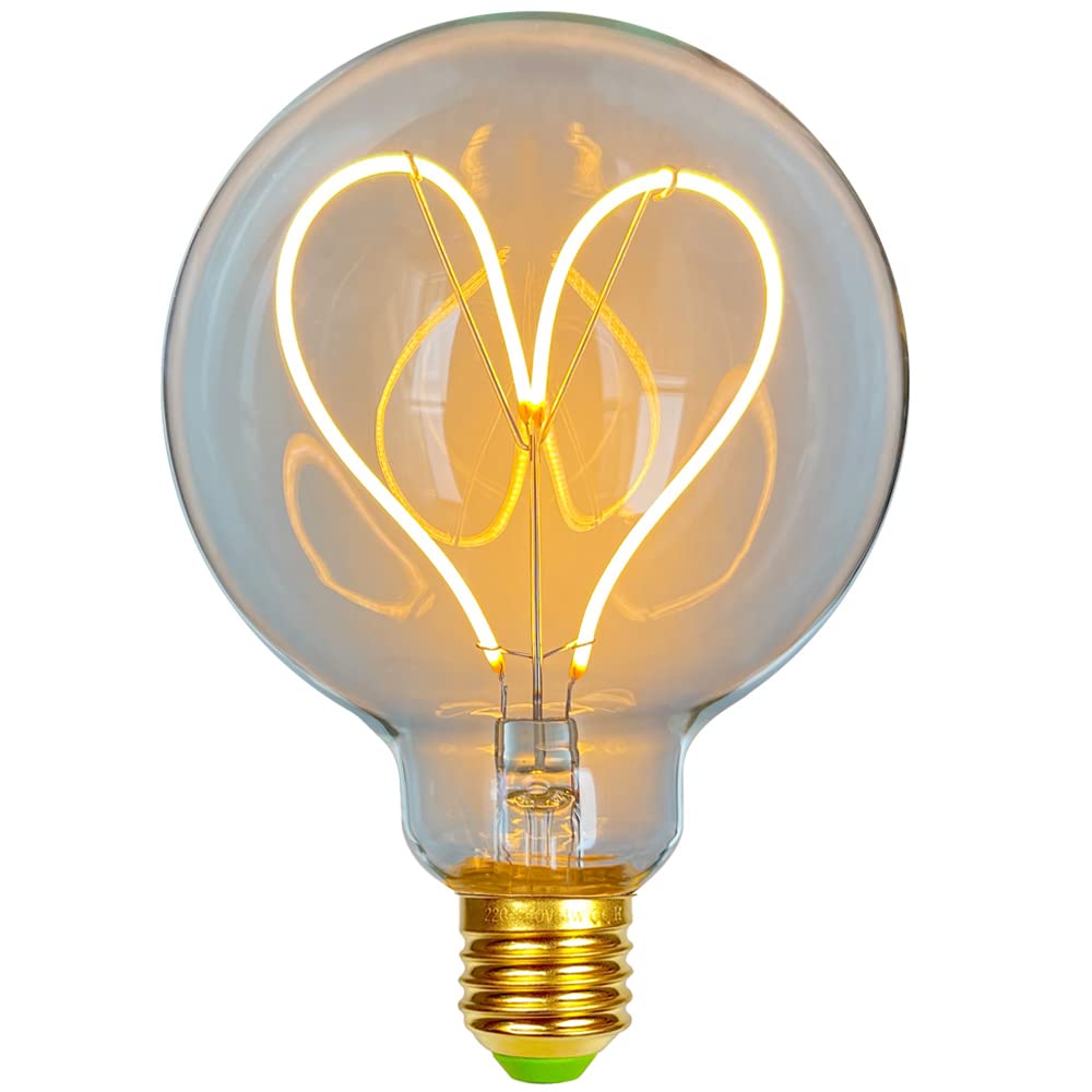 Tianfan LED Light Bulbs Vintage Light Bulb Heart Love Edison Bulb 4W Dimmable 220 / 240V E27 Special Decorative Light Bulb Warmth Glow G95 (Clear)