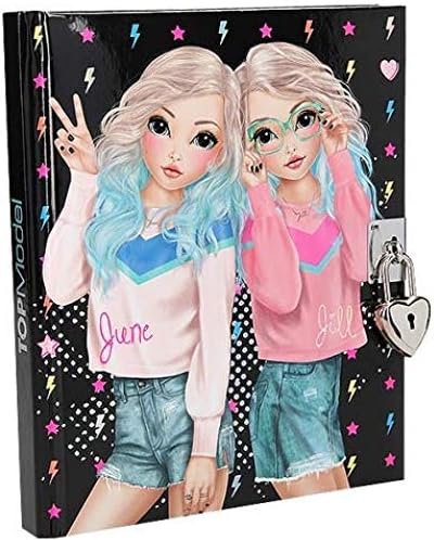 Top Model Diary With Padlock - June and Jill - Black