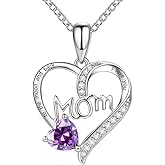 MMIUAEG Mother's Day Gifts Heart Rhinestone Sterling Silver Necklace for Mom Gifts I Love You Mom