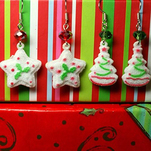 Flocked Christmas Cookie Earrings