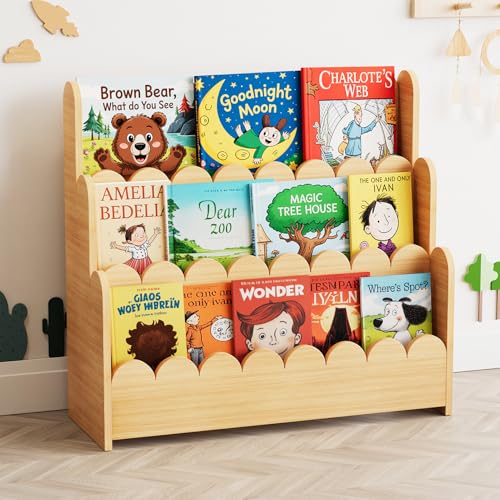 SpaceAid 3 Tier Scalloped Bookshelf Montessori