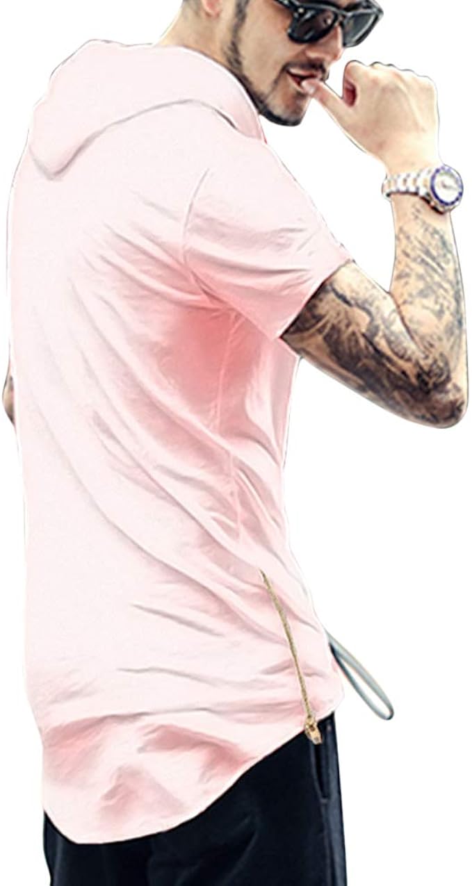 pink short sleeve hoodie mens