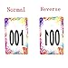 Larger 86mmx55mm Credit Card Size Plasitc Live Sale Number Tags Normal and Reverse Mirror Image Numbers Cards,Coat Hanger Numbers Cards for Facebook and Lularoe Live Sale Artistic Style(001-100)
