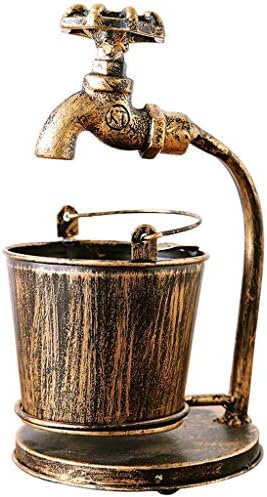 LPYMX Table accessories statue Retro industrial style creative wrought iron ashtray bar KTV restaurant Internet cafe desktop personalized decoration ornaments (color : Gold)