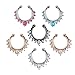 Septum Fake Nose Ring Jewelry,Women Girls Septum Ring Faux Nose Rings Non-Piercing Jewelry Clip On Clicker (6 PCS)