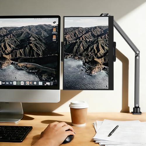 Urmust Tablet Holder Height Adjustable Aluminium Tablet Arm Holder with 360° Rotating Metal Base, iPad Holder Table Compatible with iPad Galaxy Tab Kindle & Monitor Holder from 4.7 Inch - 15.6 Inch