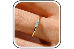 ZHESHY Gold Birthstone Rings for Women Non Tarnish Dainty 14K Gold Plated Baguette CZ Emerald Green Gemstone Ring Gold Stacka