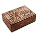 Handcrafted-India Wooden Trinket Box with Hand Carved Elephant Motif