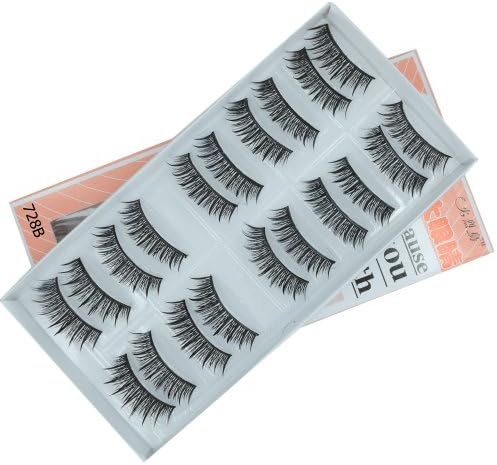 LTop eyelash 10 Pairs Black Stems long Makeup Thick False Eyelashes