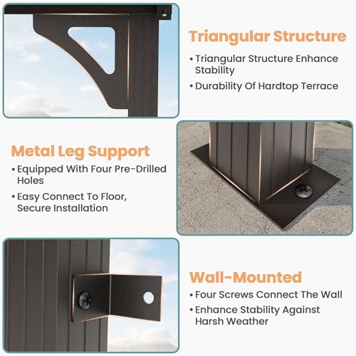 Pamapic 10x10FT Wall Mounted Gazebo Review: Hardtop Lean-to Patio Awning image 24