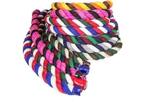 Ravenox Colorful Twisted Cotton Rope | Made in USA | (White, White & Black)(1 in x 10 ft) | Custom Color Cordage for Sport, Décor, Pet Toys, Craft, Macramé & General Use | Rope by The Foot & Diameter