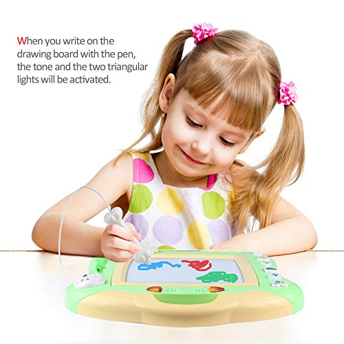 Tomons Magnetic Doodle Board, Musical Drawing Board with Light and Music, Erasable Sketching Pad for Toddlers,Music Toys for Writing Painting and Learning - Green - Thumbnail 2