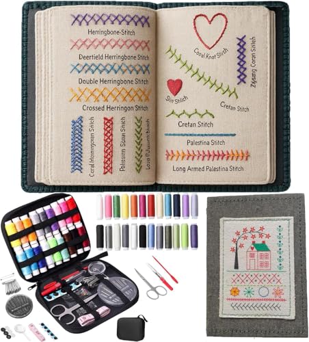 YOOJ® DIY Embroidery Stitch Book Kit, Portable Embroidery Stitch Books & Sewing Kit, Sewing Practice Book for DIY and Sew Enthusiast