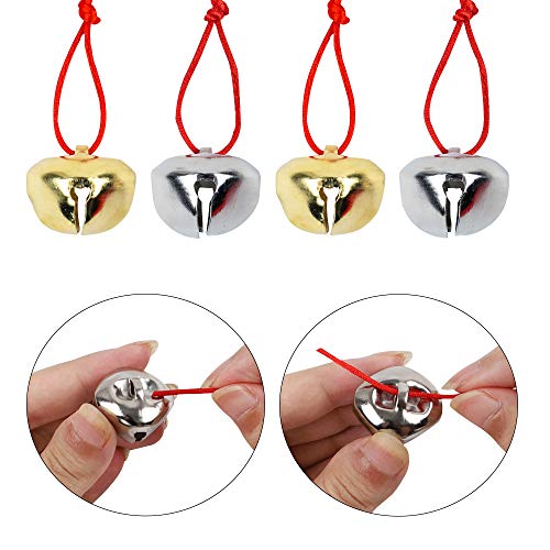 image for CEWOR 168Pcs Craft Bells 1Inch Christmas Jingle Bells with 98ft Red Co