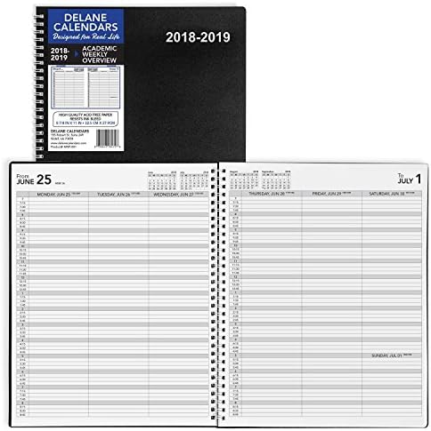 2018-2019 Academic Weekly Planner Appointment Book, 8.5 x 11 inches, Premium Paper, Daily Hourly Planner, Black