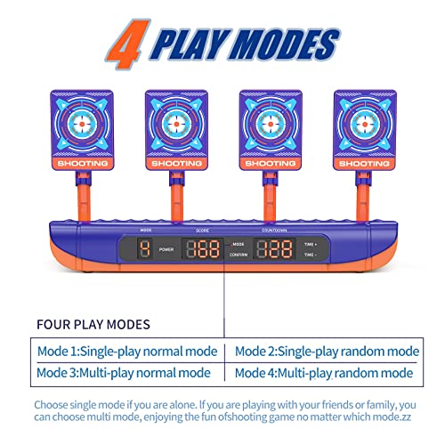 Electronic Shooting Targets for Nerf Guns, Digital Scoring Auto Reset Target Shooting Toy with 4 Modes, Christmas Birthday Gifts for 5 6 7 8 9 10+ Year Old Boys Toys