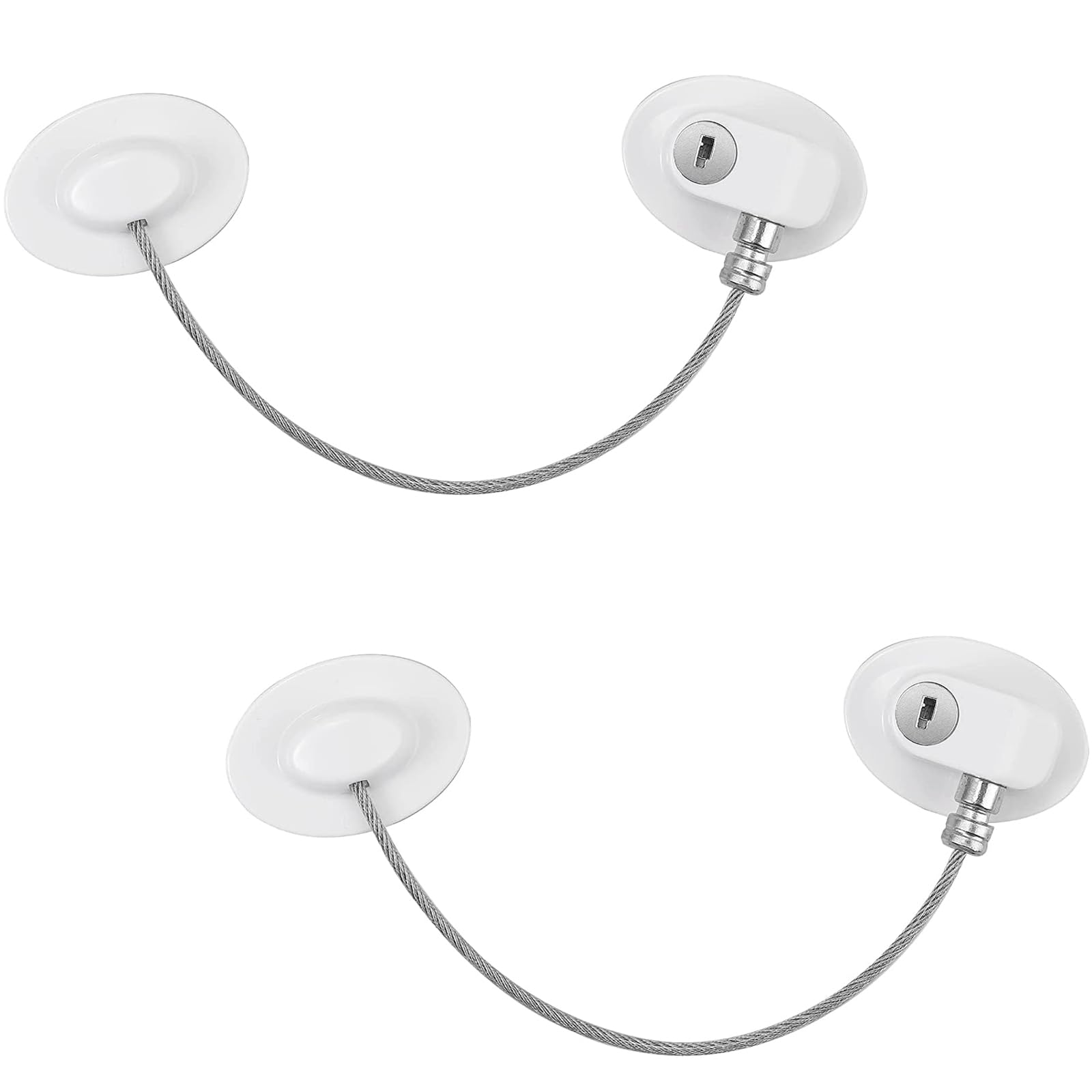 eSynic Popular 2Pcs Fridge Locks Refrigerator Locks Children Safety Freezer Restrictor No Drilll Freezer Cupboard Cabinet Lock with Keys for Children Baby Safety -White