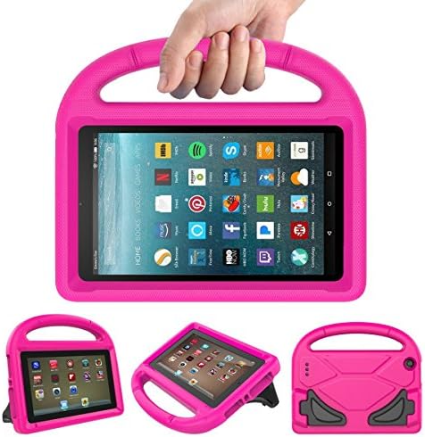Fire 7 2017 Case, Fire 7 2015 Case, DICEKOO Light Weight Kids Shockproof Cover Friendly Convertible Handle with Stand Cases for Amazon Fire 7 inch Display Table (2015 Release &amp; 2017 Release) (Rose)