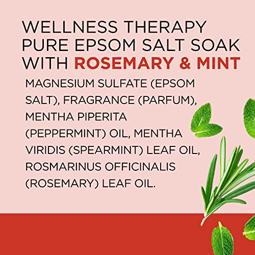 DR TEAL’S EPSOM SALT MAGNESIUM SOAK, WELLNESS THERAPY WITH ROSEMARY & MINT, 3 LBS