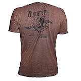Official Winchester Men's Limited Edition Vintage Rider Graphic Short Sleeve T-shirt (Large, Heathered Russet)