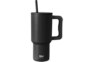 Simple Modern 30 oz Trek Tumbler with Handle and Straw Lid | Cup Holder Friendly Insulated Stainless Steel Travel Mug | Midnight Black