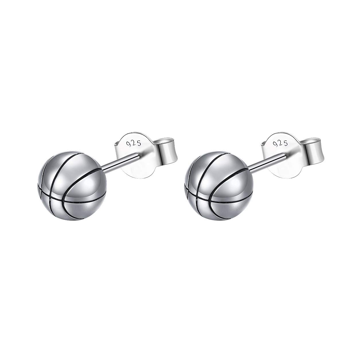 S925 Sterling Silver Basketball Stud Earrings Jewellery Hip Hop Sports for Women Gifts