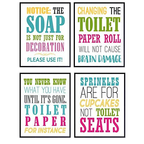 Colorful Funny Bathroom Decor Quotes, Sayings for Guest