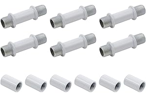 KUMGROT Straight Pipe Lamp Stem Kit White Lighting Fixture Downrods & Stems Light Fixture Parts Ceiling Light Extension Rod 1.57"/40mm Lamp Riser Lamp Rod with Connector,6pcs