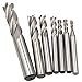 WKSTOOL 1/8 5/32 3/16 1/4 5/16 3/8 1/2 7Pcs 4Flutes HSS Square Nose End Mill CNC Router Bits Metal Cutting Flat Cutter Slotting Profiling for Aluminum Copper Brass Bronze