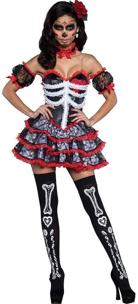 Women's Vampire Skeleton Demon Deadly Fancy Dress Costume,Halloween
