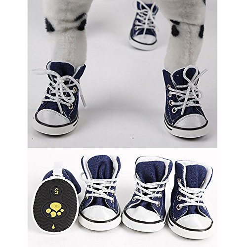 Pesp Pet Dog Puppy Canvas Boots Nonslip Rubber Booties Sport Sneakers