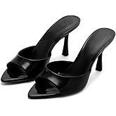 MAIJED High Heel Mules for Women Pointed Open Toe Slip On Stiletto Pumps Backless Heeled Sandals Mules Party Dress Shoes