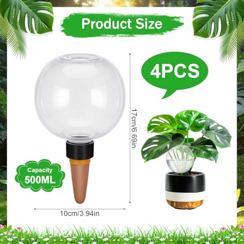 Yimomoyi 4 x 500ml Automatic Watering Balls for Indoor Plants, Balcony Plants and Flowers