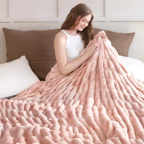 Blunique Faux Rabbit Fur Throw Blanket