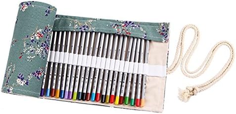 Pencils Cases for School, TopRay Multipurpose 72 Slots Travel Drawing Coloring Pencil Roll Organizer For Artist, Pencils Pouch Case Hold For Pencils (Pencils are NOT INCLUDED) (Plum flowers)