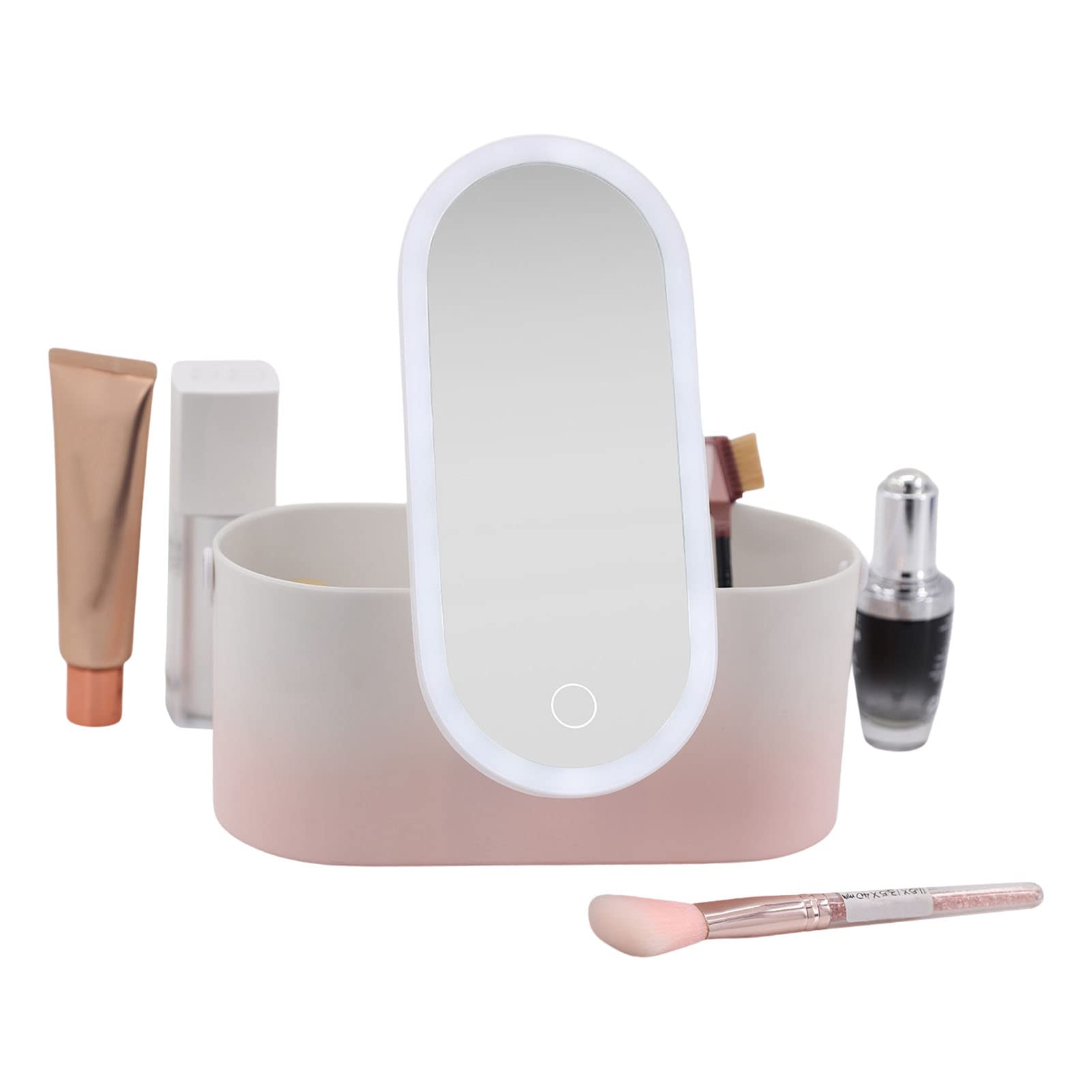 Portable LED Makeup Box, Yeqoo Women Travel Makeup Box Organiser Storage with led Mirror Travelling Toiletry (Pink Gradient)