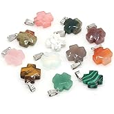 LE SKY 10 Pcs Natural Stone Pendants Faceted Cross Shape Agate Crystal Chakra semi-Precious Gemstone Charms for Jewelry Making