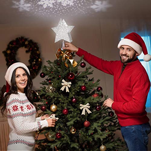 Lighted Christmas Tree Topper Star YUNLIGHTS Christmas Tree Star with LED Rotating Snowflake