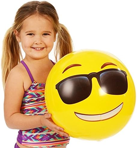 INGLY 【12 Packs】Emoji Smile Face Emoticon 12" Emoji Inflatable Beach Balls
