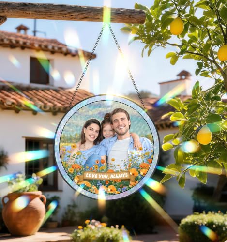 TPone Custom Stained Glass Suncatcher, Family Photo Keepsake Gift