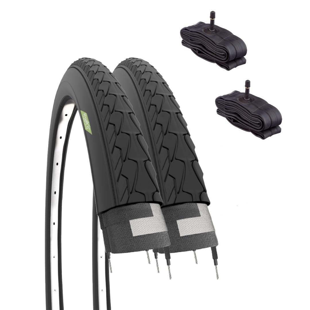2 Bike Tyres 700 x 35 C + American Valve Inner Tubes 28 x 1.35 AdultTrekking Bike Cyclocross Gravel