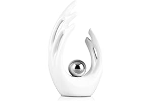 LCCCK 12"H White with Silver Home Decor Accent, mid century modern decor Dining Table Decorations White, Abstract Art Ceramic Statue And Sculpture for Center Pieces Decor table, bookshelf decorative objects