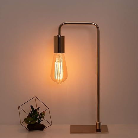 Without Bulbs Gold Modern Bedside Desk Office Haitral Industrial Table Lamp College Dorm With White Marble Base And Metal Frame Stylish Nightstand Lamp For Bedroom Table Lamps Tools Home Improvement