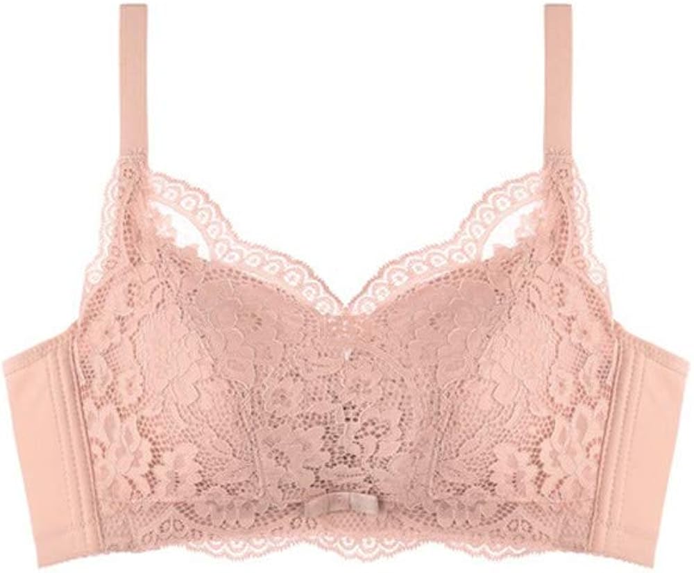 Women's Embroidered Lace Bra Back Close Stretchy Breathable Wireless