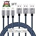 Eashion Lightning Cable 3Pack 3FT 8Pin iPhone Charger, Premium Nylon Braided USB Charging Cord Compatible with iPhone 7 7 Plus 6 6s 6 plus 6s plus 5 5s 5c se ,iPad, iPod & More (Black & Blue)